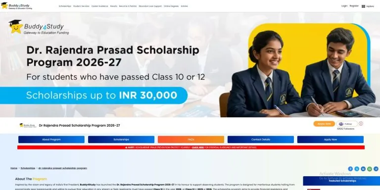 Dr Rajendra Prasad Scholarship Program 2026-27
