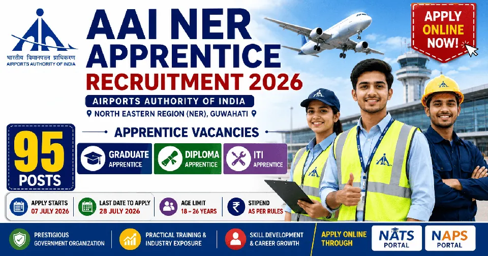 AAI NER Apprentice Recruitment 2026: 95 Graduate, Diploma और ITI Apprentice पदों पर भर्ती, जानें पूरी आवेदन प्रक्रिया