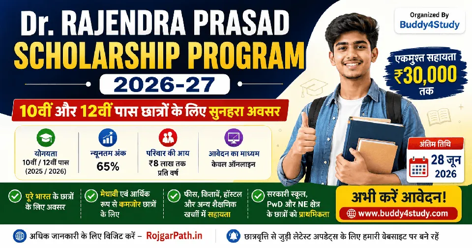 Dr Rajendra Prasad Scholarship Program 2026-27: 10वीं और 12वीं पास छात्रों को मिलेगा ₹30,000 तक, ऐसे करें ऑनलाइन आवेदन