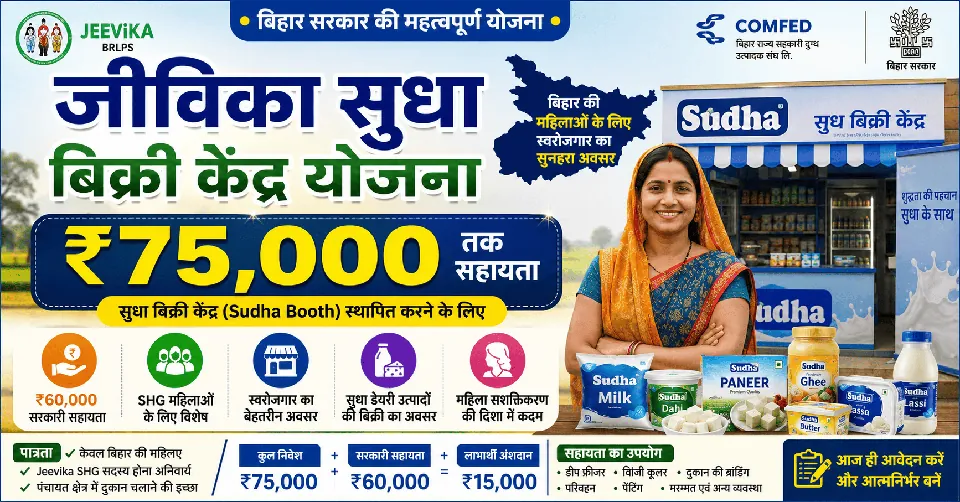 Jeevika Sudha Vikri Kendra Yojana: बिहार की महिलाओं के लिए ₹75,000 तक की सहायता, जानें पात्रता, लाभ और आवेदन प्रक्रिया