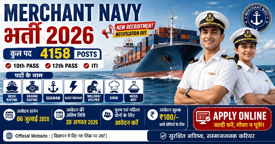 Merchant Navy New Recruitment 2026 Notification Out for 4158 Post Vacancy