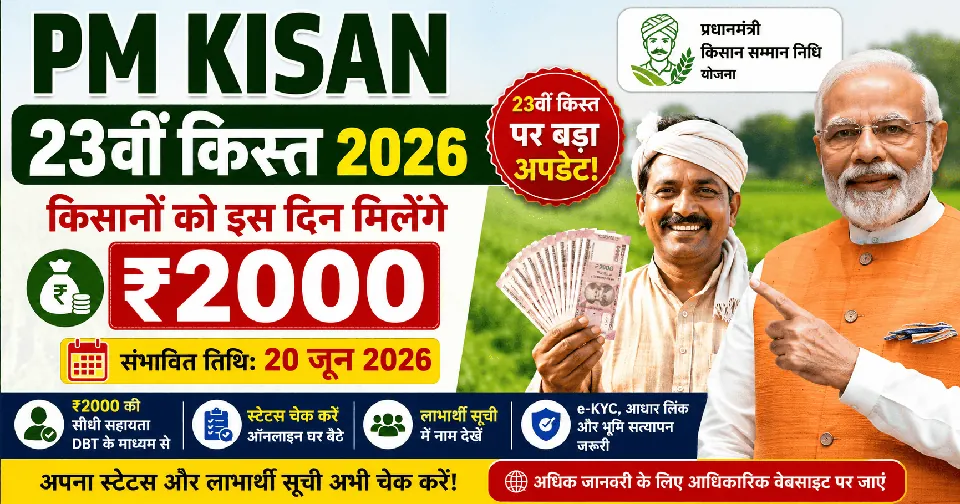 PM Kisan 23th Installment 2026: 23वीं किस्त पर बड़ा अपडेट, किसानों को इस दिन मिलेंगे ₹2000