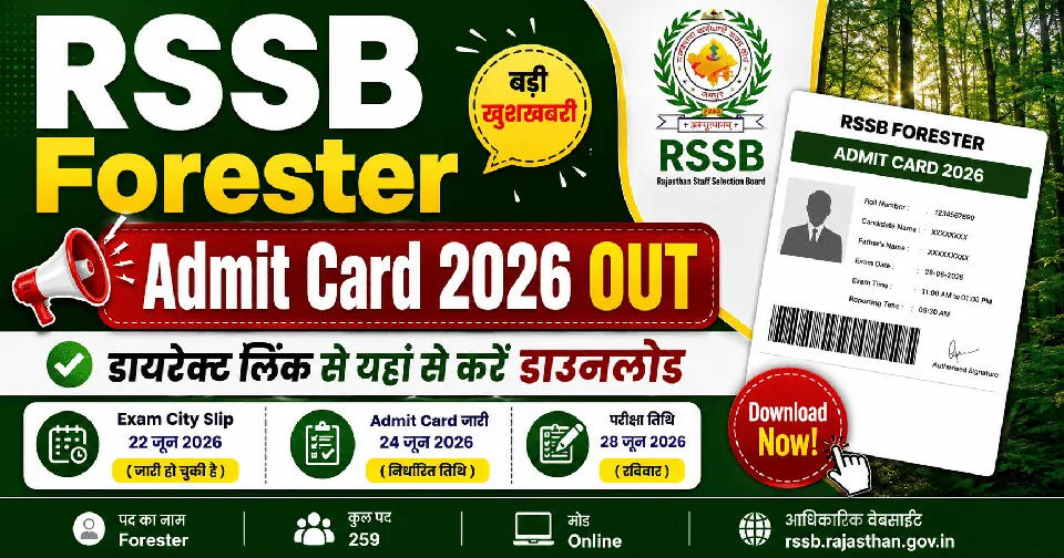 RSSB Forester Admit Card 2026: Download Link Out, Direct Link