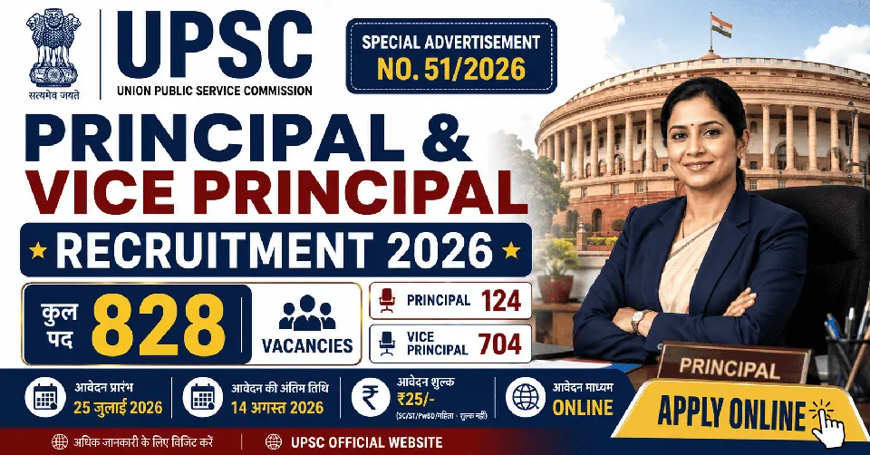 UPSC Principal & Vice Principal Recruitment 2026: 828 पदों पर भर्ती, पात्रता, आयु सीमा, वेतन और आवेदन प्रक्रिया